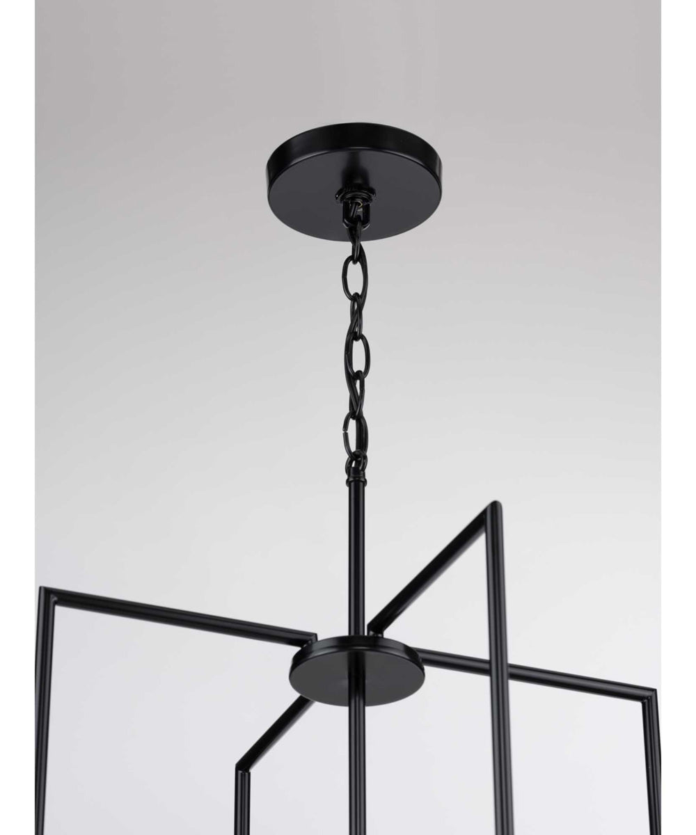 Replay 4-Light Etched White Glass Modern Pendant Light Textured Black