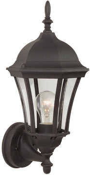 17"H Curved Glass 1-Light Outdoor Wall Light Matte Black