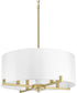 Palacio 4-Light White Silk Shade Luxe Pendant Light Vintage Gold