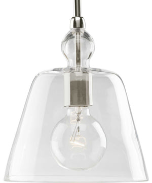 Clear Glass 1-Light Coastal Mini-Pendant Light Polished Nickel