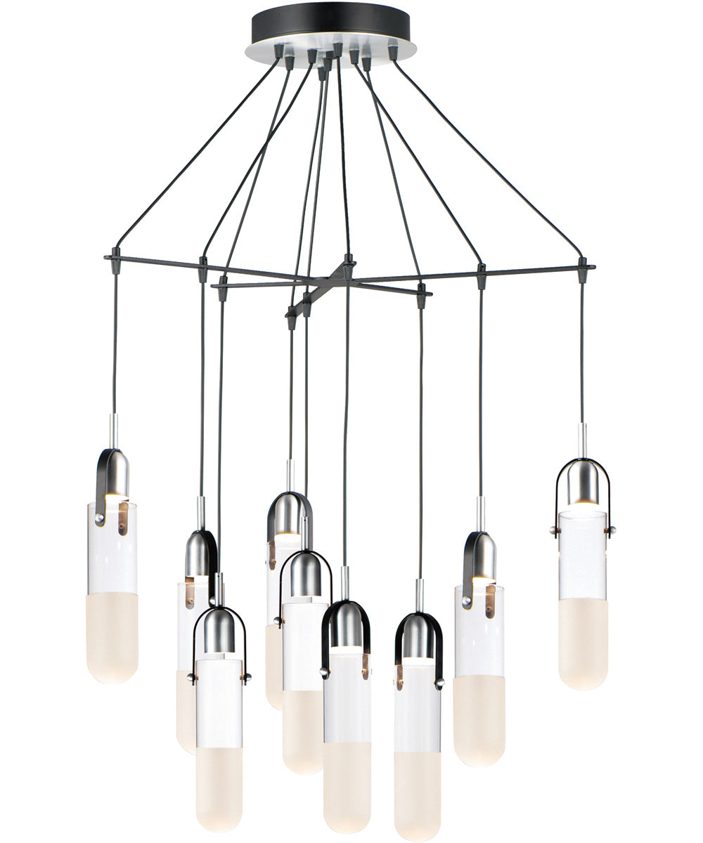 33"W Capsule LED 9-Light Mini Pendant Black / Brushed Aluminum