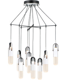 33"W Capsule LED 9-Light Mini Pendant Black / Brushed Aluminum