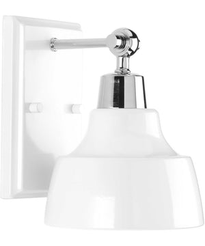 Bramlett 1-Light White Metal Shade Coastal Bath Vanity Light Polished Chrome