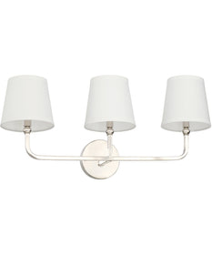 Dawson 3-Light Vanity In Polished Nickel Finish With Decorative White Fabric Stay-Straight Shades