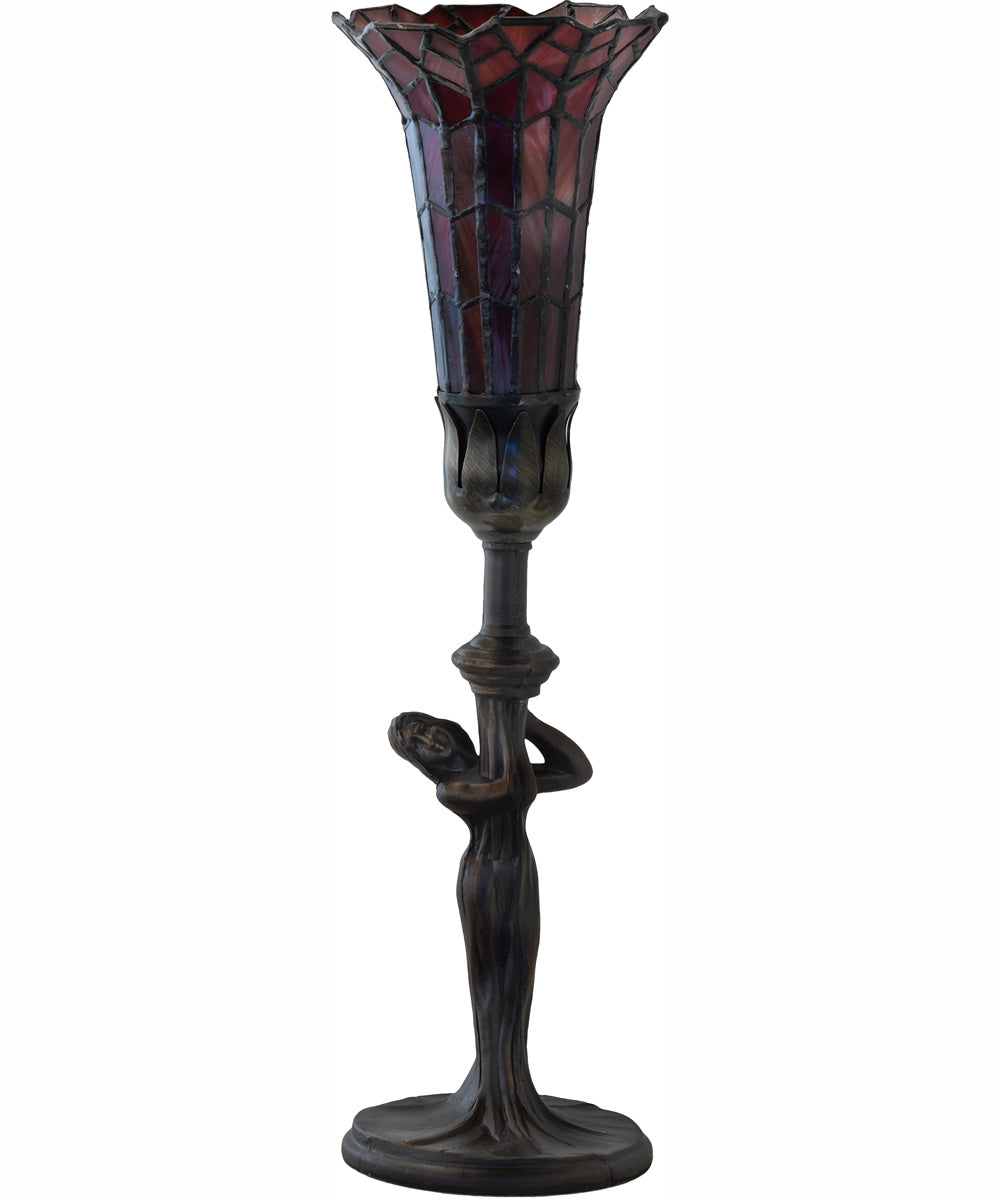 15" High Stained Glass Pond Lily Nouveau Lady Accent Lamp