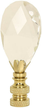 Swarovski Large Crystal Tear Drop Lamp Finial with Polished Brass Base 2.75"h