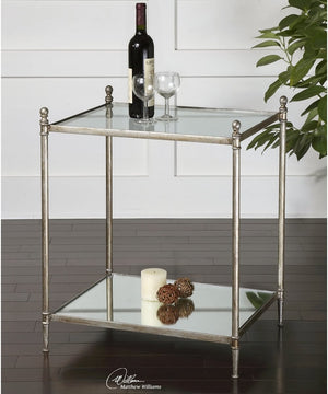 27"H Gannon Mirrored Glass End Table
