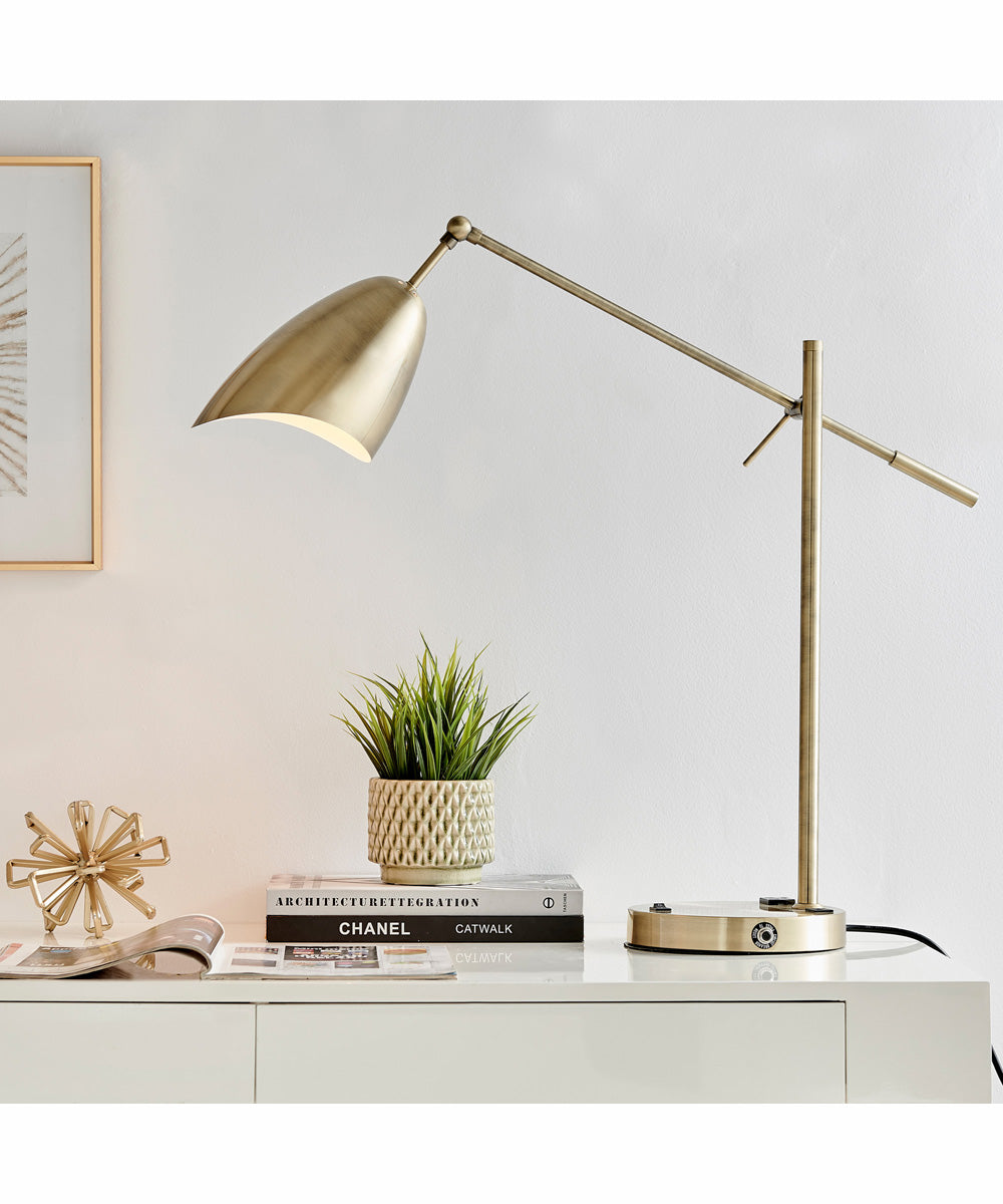 Tanko 1-Light Metal Table Lamp Ab With Usb Charging And Outlet