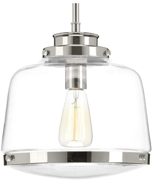 Judson 1-Light Clear Glass Farmhouse Pendant Light Polished Nickel