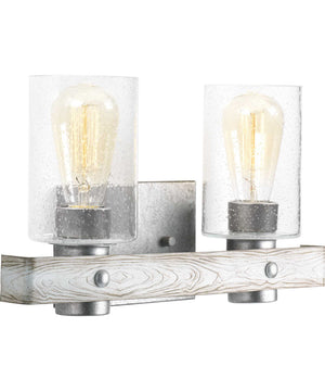 Gulliver 2-Light Clear Seeded Glass Coastal Bath Vanity Light Galvanized Finish