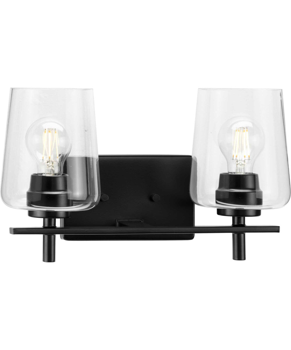 Calais 2-Light New Traditional Clear Glass Bath Vanity Light Matte Black