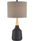 Genson 1-Light Table Lamp Two Tone Black Ceramichrome/ Wood/Grey Fabric
