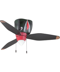 48" WarPlanes 1-Light LED Ceiling Fan (Blades Included) WarPlanes Tiger Shark