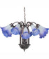 24" Wide Blue/White Tiffany Pond Lily 12 Light Chandelier