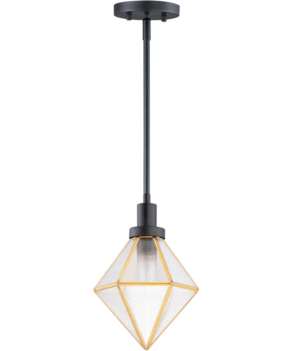 8"W Adorn 1-Light Mini Pendant Black / Burnished Brass