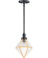 8"W Adorn 1-Light Mini Pendant Black / Burnished Brass