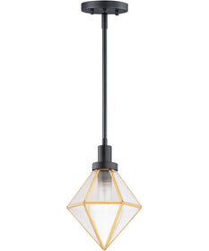 8"W Adorn 1-Light Mini Pendant Black / Burnished Brass