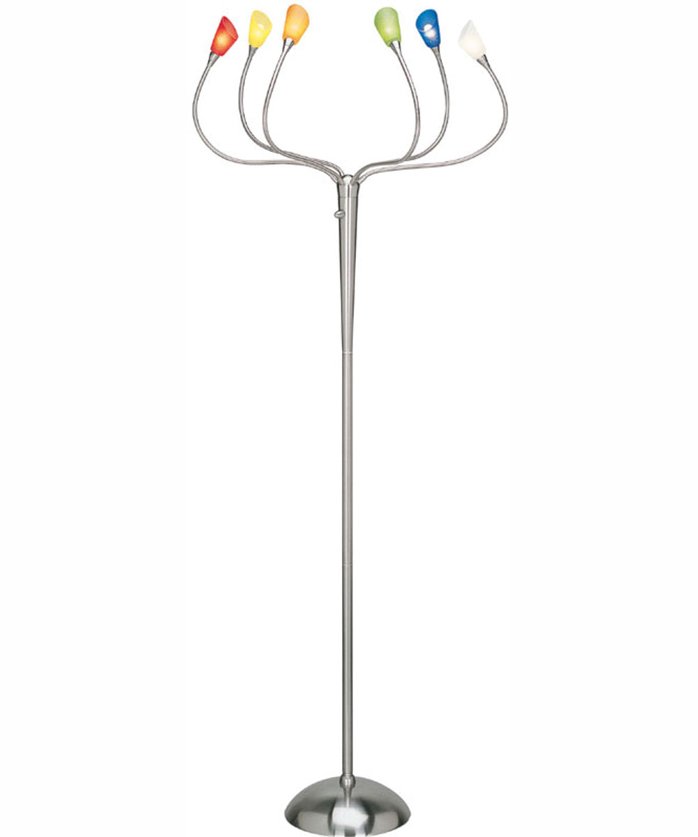 Lollipop 6-Light 6-Light Floor Lamp Ps With Multi Crackled Glass Shade