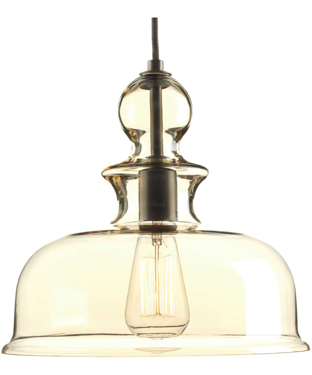 Staunton 1-Light Champagne Glass Global Pendant Light Antique Bronze