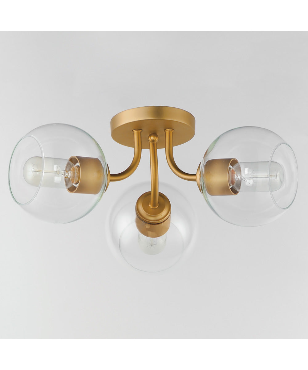Knox 3-Light Semi-Flush Mount Natural Aged Brass