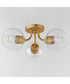 Knox 3-Light Semi-Flush Mount Natural Aged Brass