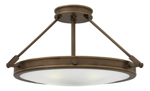 22"W Collier 4-Light Semi-flush Mount in Light Oiled Bronze