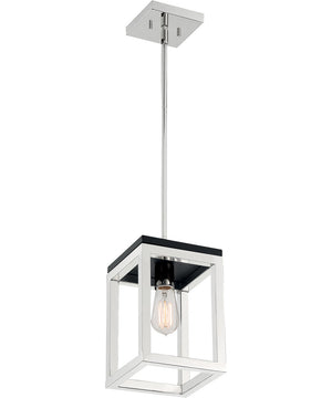 7"W Cakewalk 1-Light Pendant Polished Nickel / Black Accents