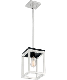 7"W Cakewalk 1-Light Pendant Polished Nickel / Black Accents