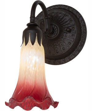 5.5" Wide Seafoam/Cranberry Tiffany Pond Lily Wall Sconce