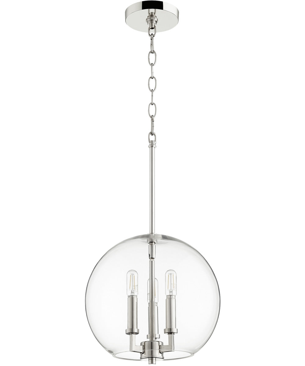 12"W 3-light Pendant Polished Nickel