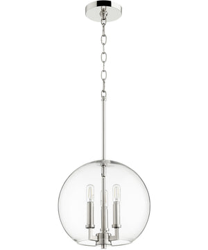 12"W 3-light Pendant Polished Nickel