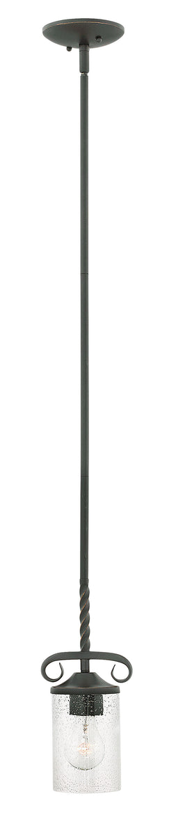 5"W Casa 1-Light Pendant in Olde Black with Clear Seedy