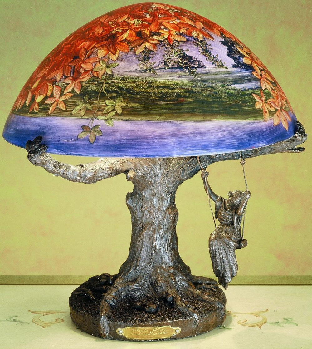 13"H Parrish Reveries Reverse Painted  Table Lamp