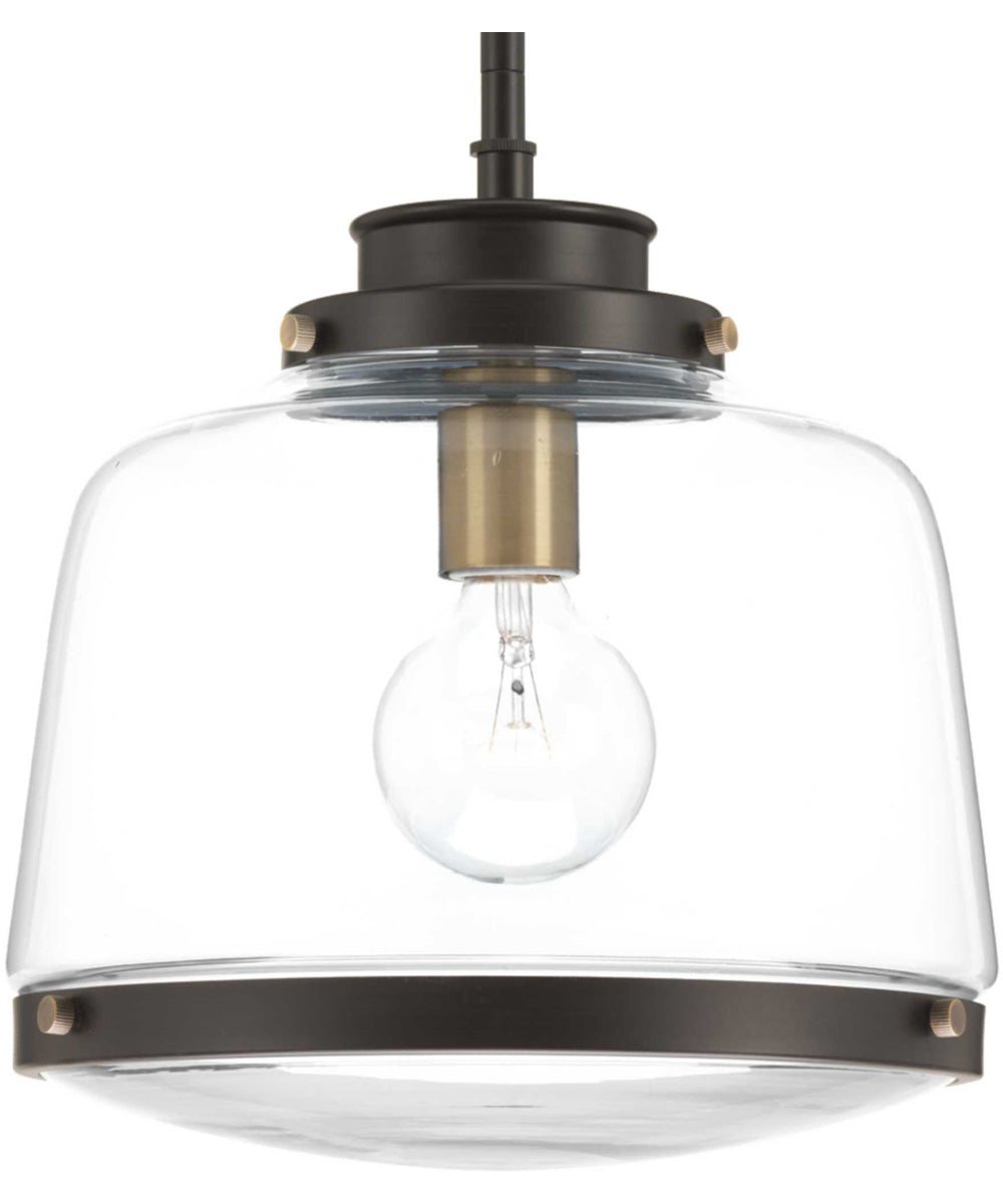 Judson 1-Light Clear Glass Farmhouse Pendant Light Antique Bronze