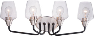 26"W Goblet 4-Light Bath Vanity Black / Satin Nickel