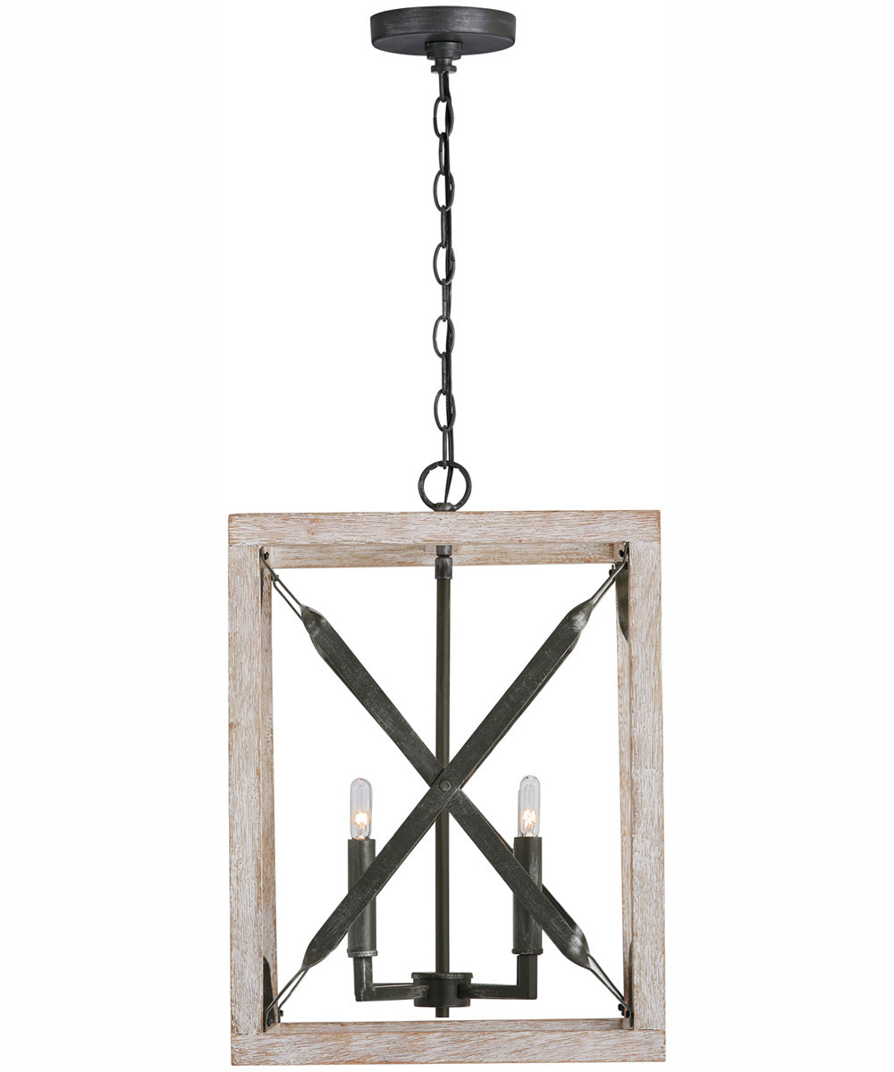 Remi 4-Light Pendant Brushed White Wash and Nordic Iron