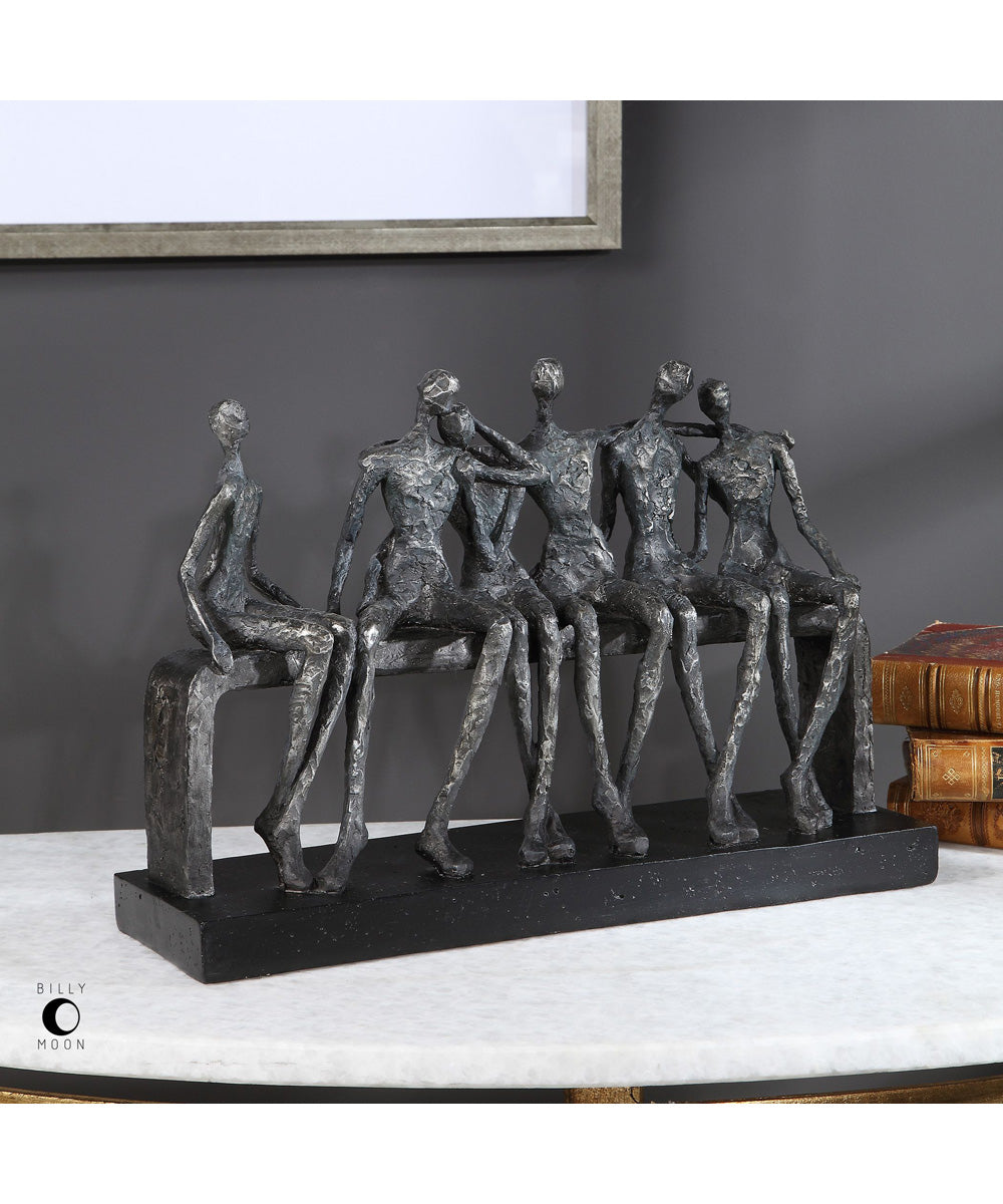 Camaraderie Aged Silver Figurine