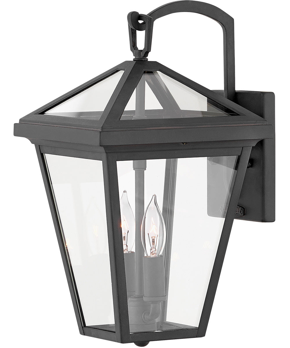 Alford Place 2-Light LED Small Outdoor Wall Mount Lantern in Museum Black