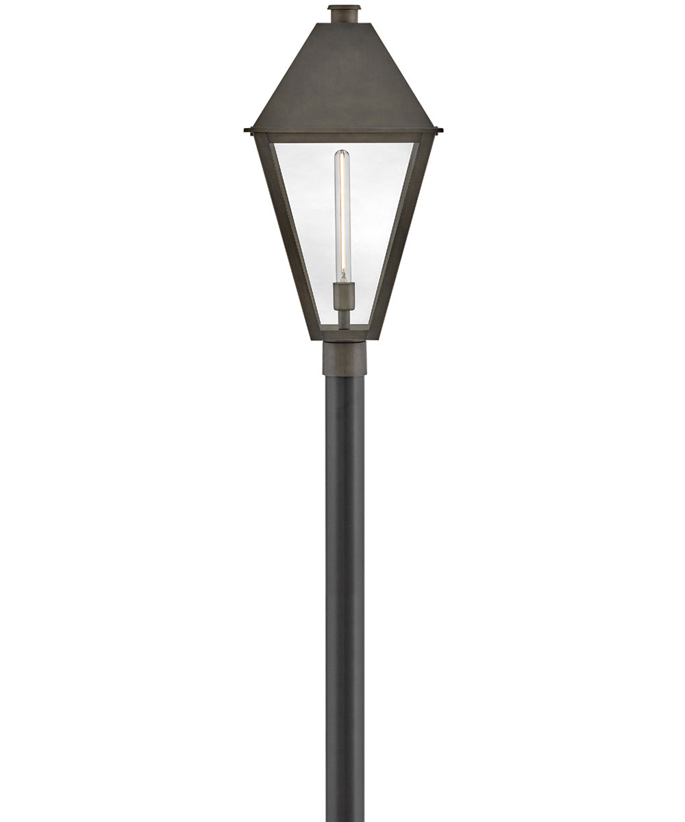 Endsley 1-Light Large Post Mount Lantern in Blackened Brass