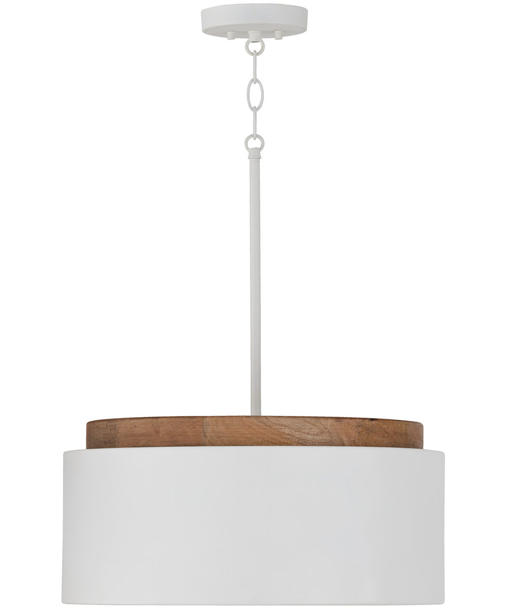 Liam 1-Light Pendant Light Wood and White