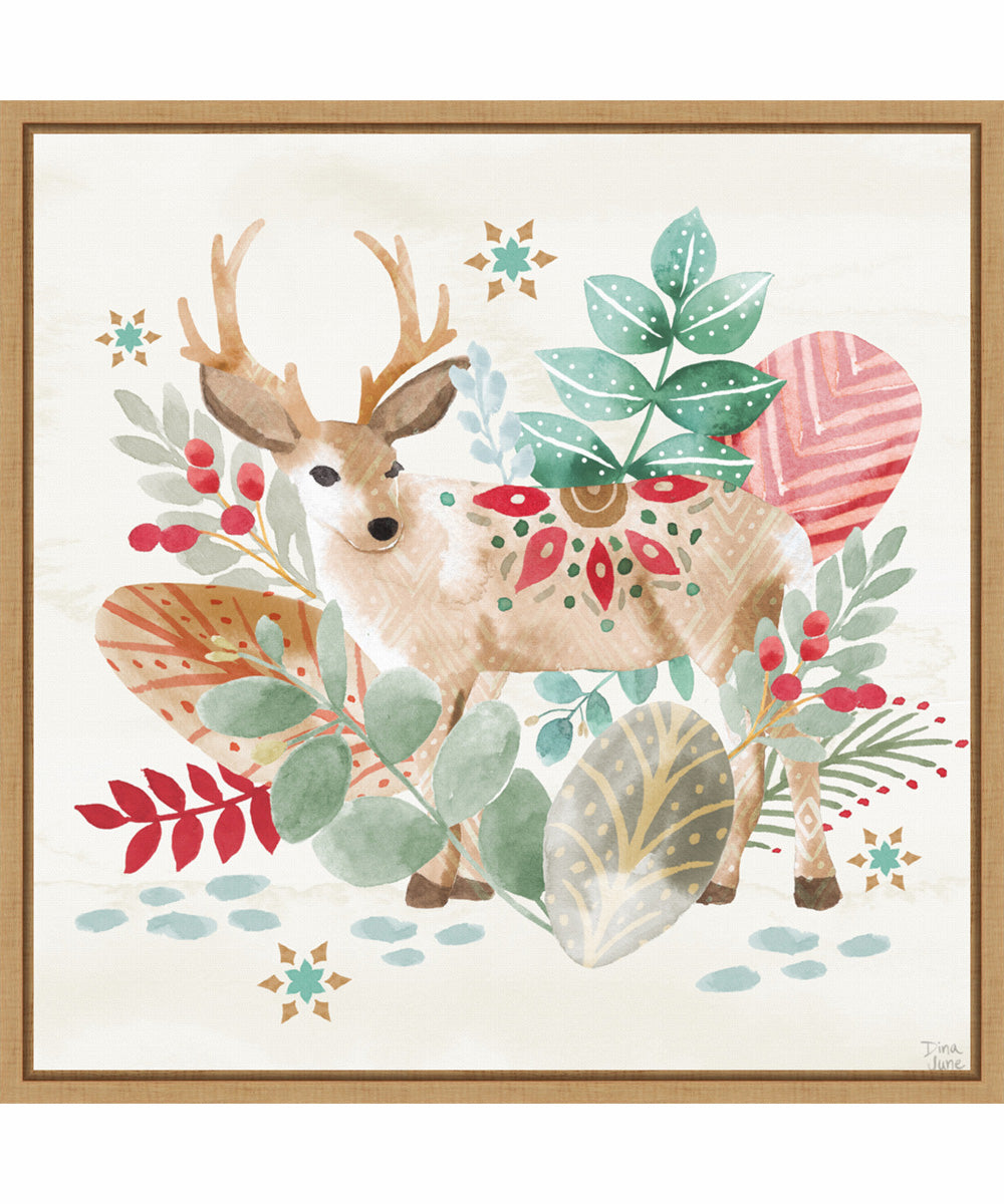 Framed Snowy Critters III by Dina June Canvas Wall Art Print (22  W x 22  H), Sylvie Maple Frame