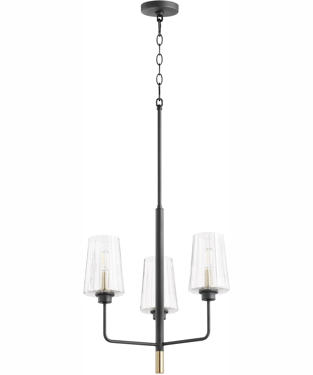 Dalia 3-light Chandelier Textured Black w/ Aged Brass