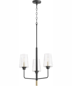 Dalia 3-light Chandelier Textured Black w/ Aged Brass