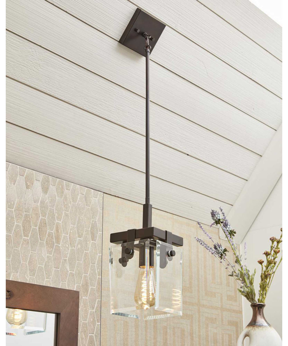 Glayse 1-Light Clear Glass Luxe Pendant Light Antique Bronze