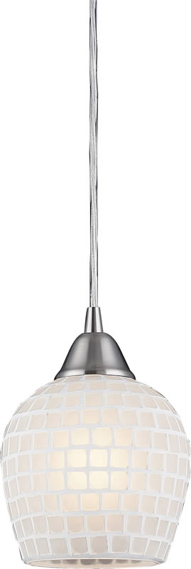 5"w Fusion 1-Light Pendant Satin Nickel/White Mosaic