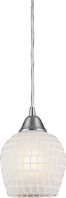5"w Fusion 1-Light Pendant Satin Nickel/White Mosaic