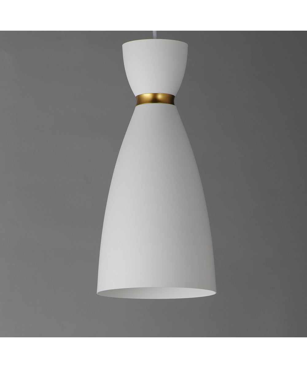 Carillon 1-Light Elongated Mini Pendant White/Satin Brass
