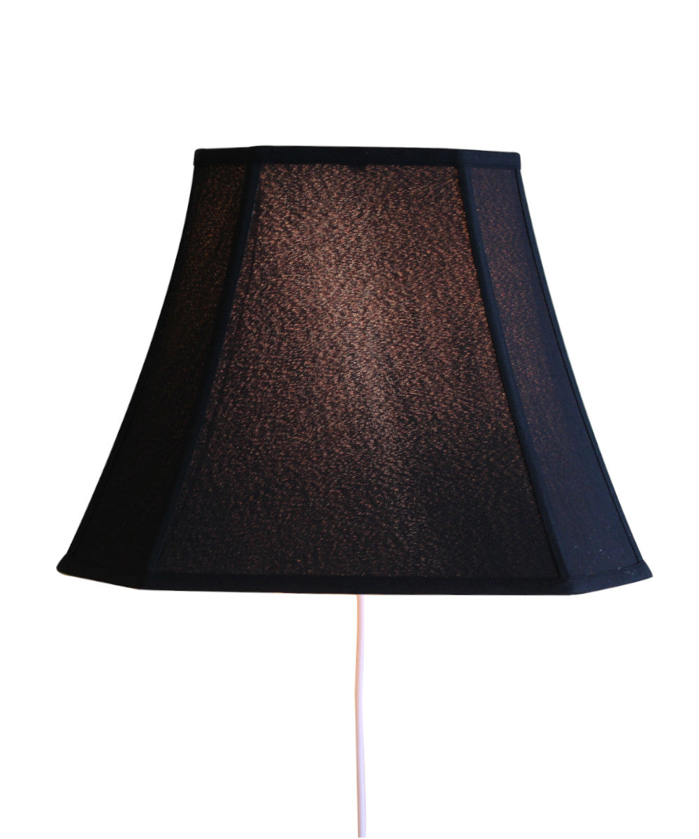 16"W Floating Shade Plug-In Wall Light Black Fabric/Gold Liner