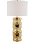 Godfried 1-Light Table Lamp Plated Gold Ceramichrome/ White Fabric