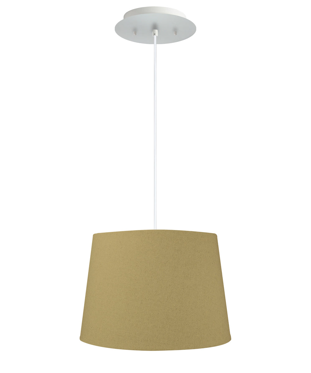16" W 2 Light Pendant Sand Linen Shade with Diffuser, White Cord
